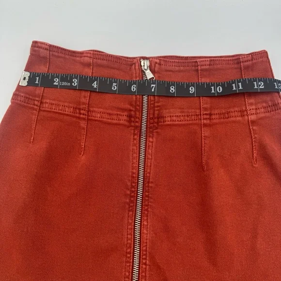 Free People Zip-Up Orange Denim Mini Skirt - Picture 7 of 8